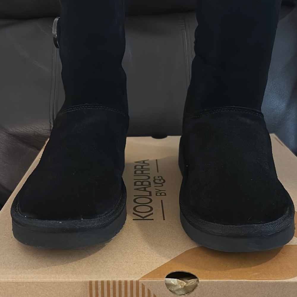Koolaburra Black Ankle Boots Suede Slip-On